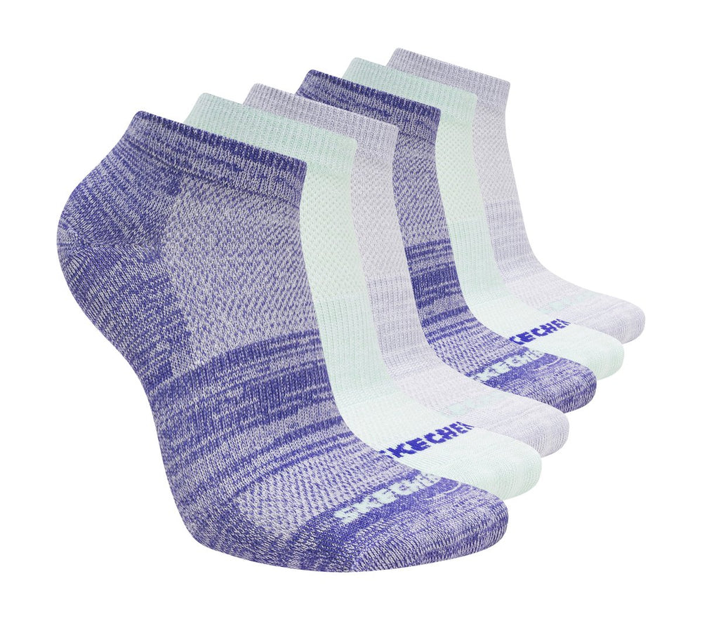 Skechers 6 Pack Girls' Low Cut Color Stripe Socks